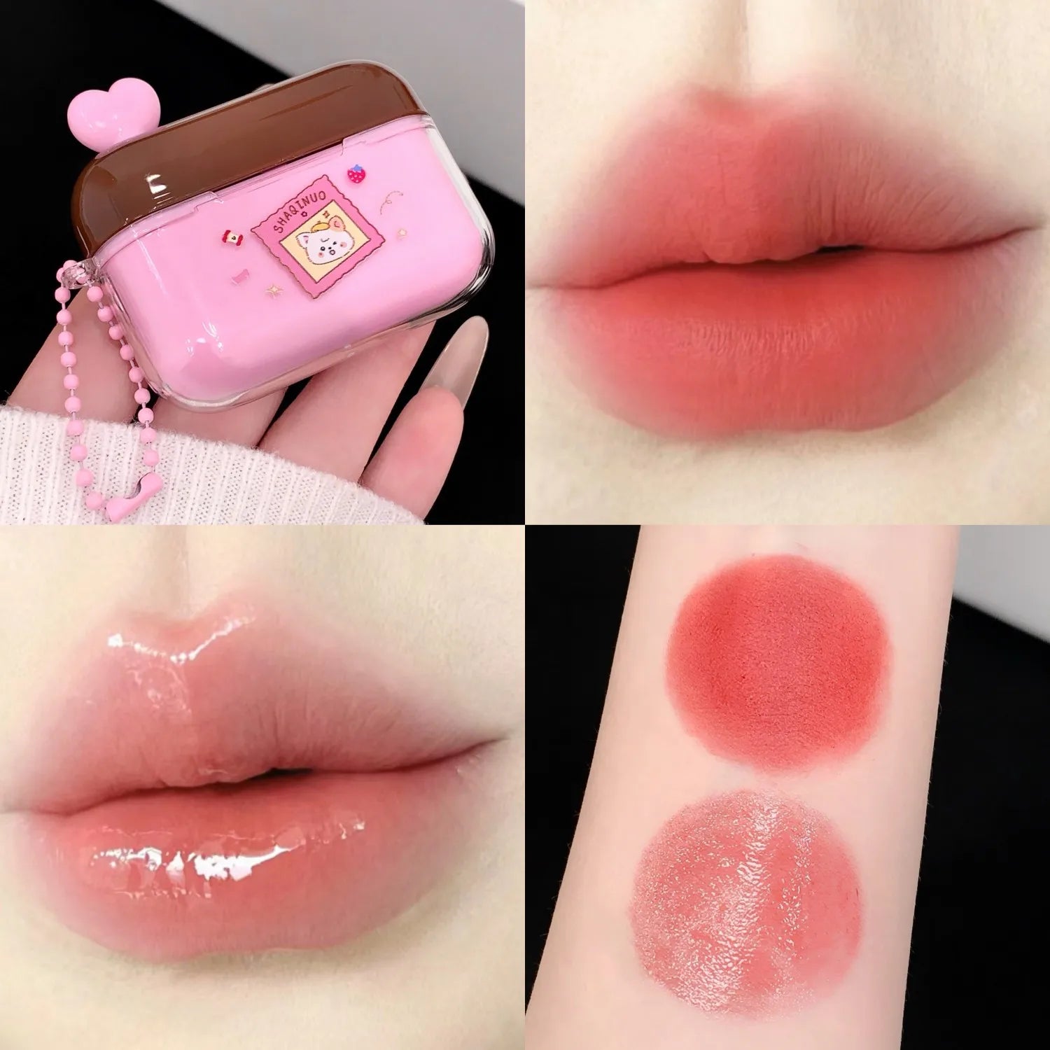 SHAQINUO Water Gloss Velvet Matte Lip Glaze Combination Two-pack Qme S9150-4