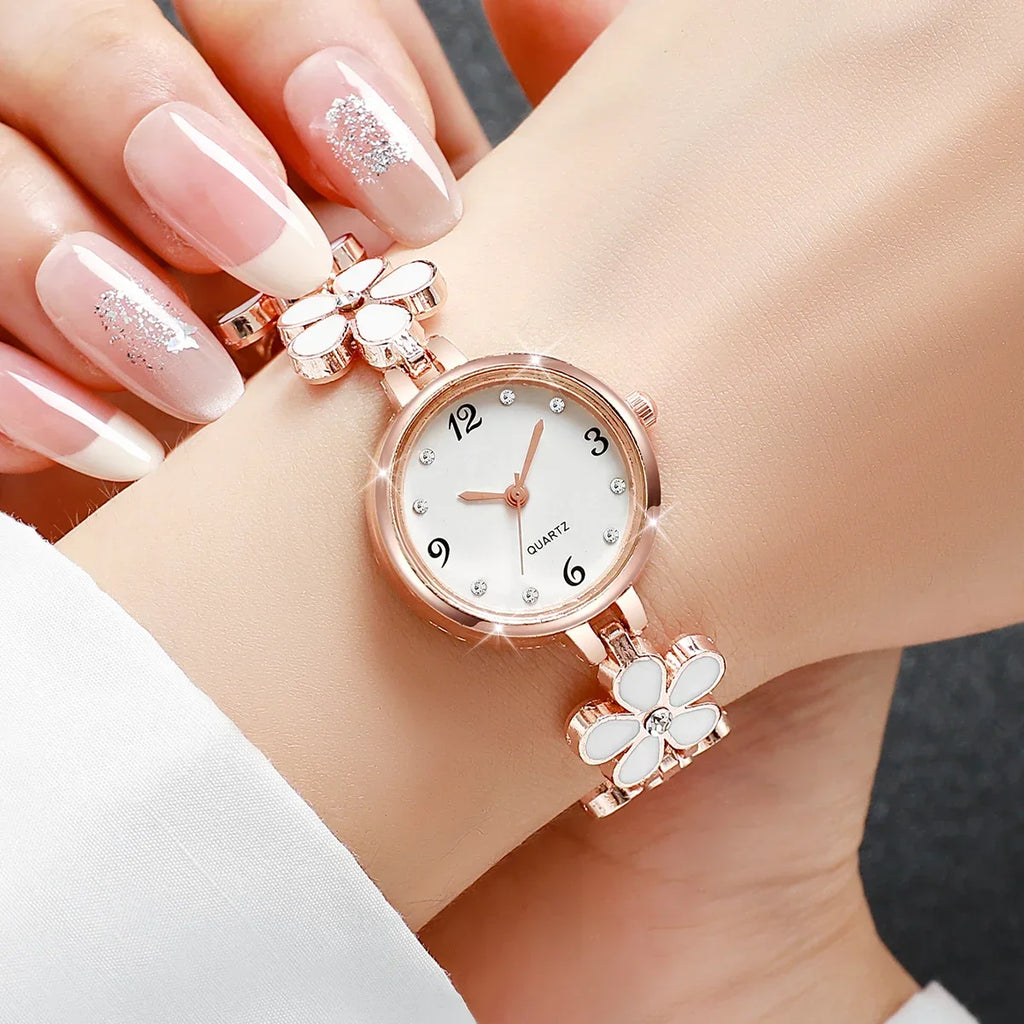 Moda árabe dial relógios femininos elegante flor pulseira senhoras relógio de pulso de quartzo reloj mujer (sem caixa) Qme