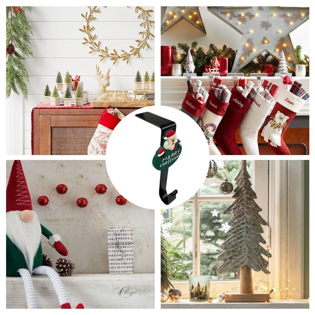 Christmas Stocking Holders Mantle No Drilling Hooks Garland Wreaths Qme