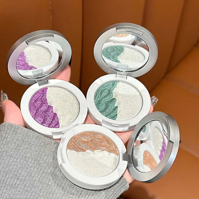 3 Colors Two-tone Glittering Highlighter Pressed Powder Pearlescent Qme