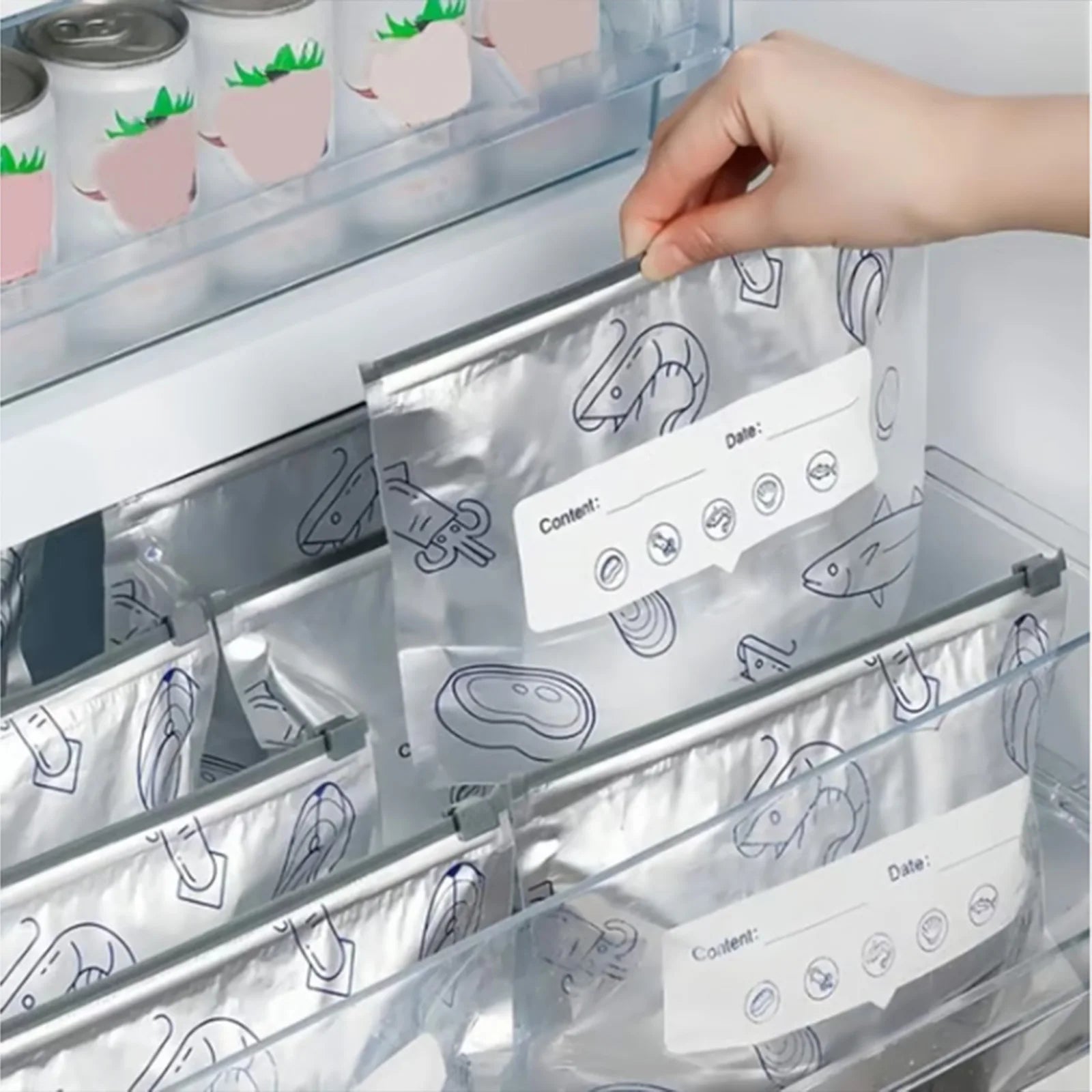 20PCS Reusable Zipper Sealable Storage Bags Leakproof Food Containers for Fruit Vegetable Kitchen Food Storage Organizer Pouches Qme