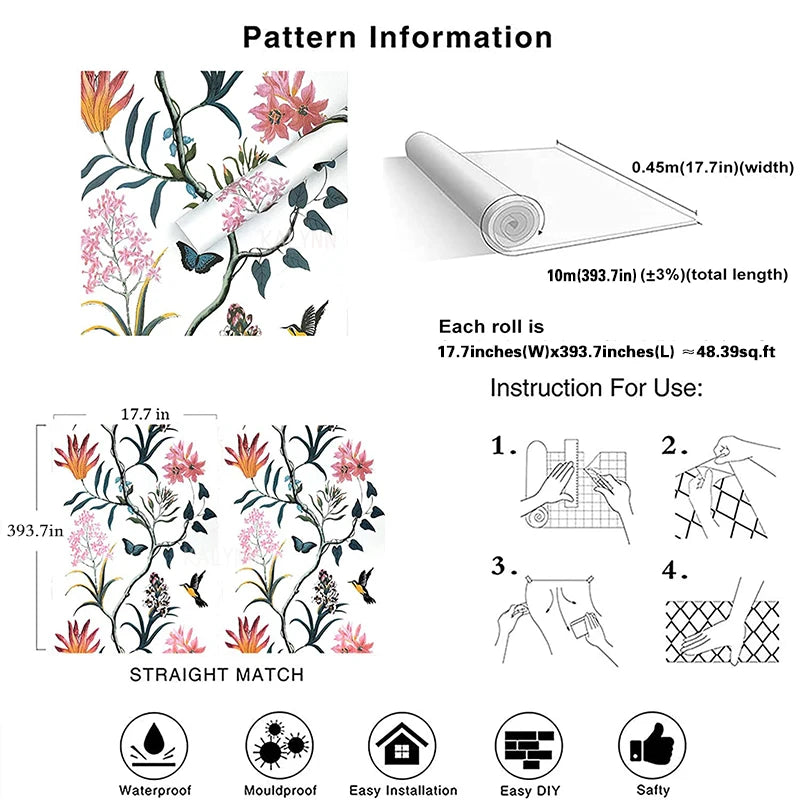 Vintage Contact Paper Self Adhesive Removable Wallpaper Vinyl Film Qme