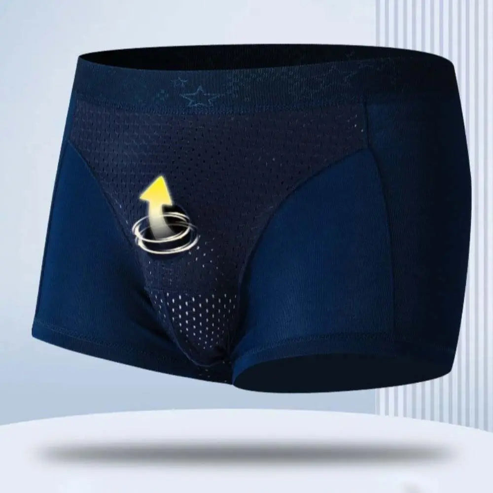 Quick-drying Men's Mesh Boxer Briefs Split Design Four-way Stretch Qme
