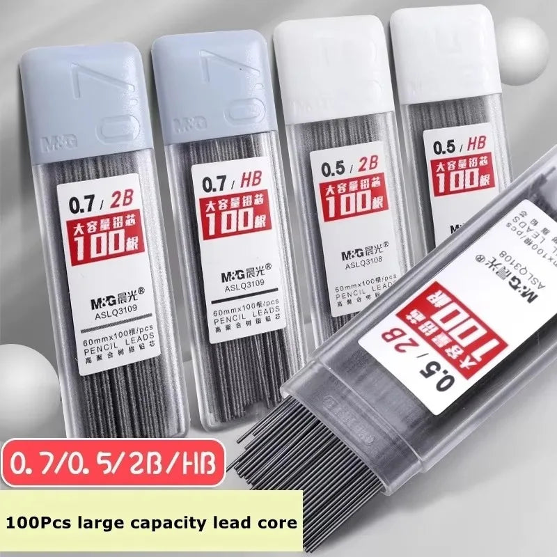 2B/HB Mechanical Pencil Refills White Simple 0.5/0.7mm for Students School Supplies Office Accessories Stationery Supplies Qme
