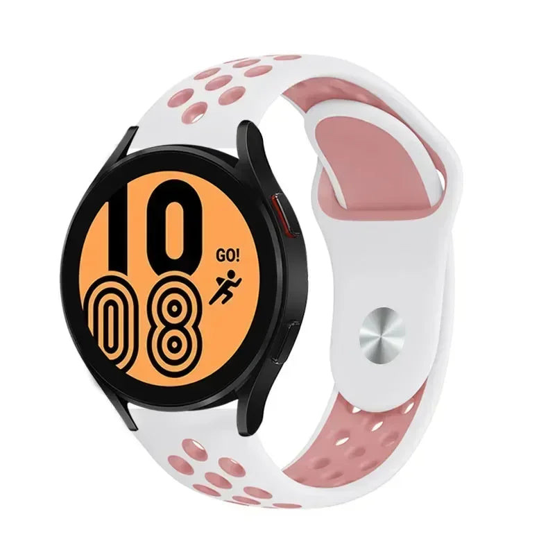20mm 22mm Watch Strap for Samsung Galaxy Watch 6 5 4 3 Classic 47mm 43mm Pro 45mm 40mm 44mm Silicon Bracelet Huawei GT/3/2 Band Qme Pink White 1 20MM Watch Band