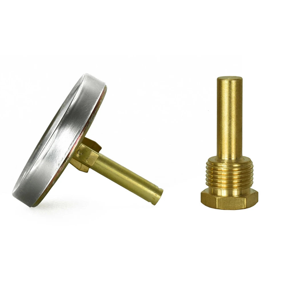 1 X Bimetallic Thermometer 0-120°C With 63mm Stainless Steel Case And 1/2" For Immersion Sleeve For Heating Systems Qme