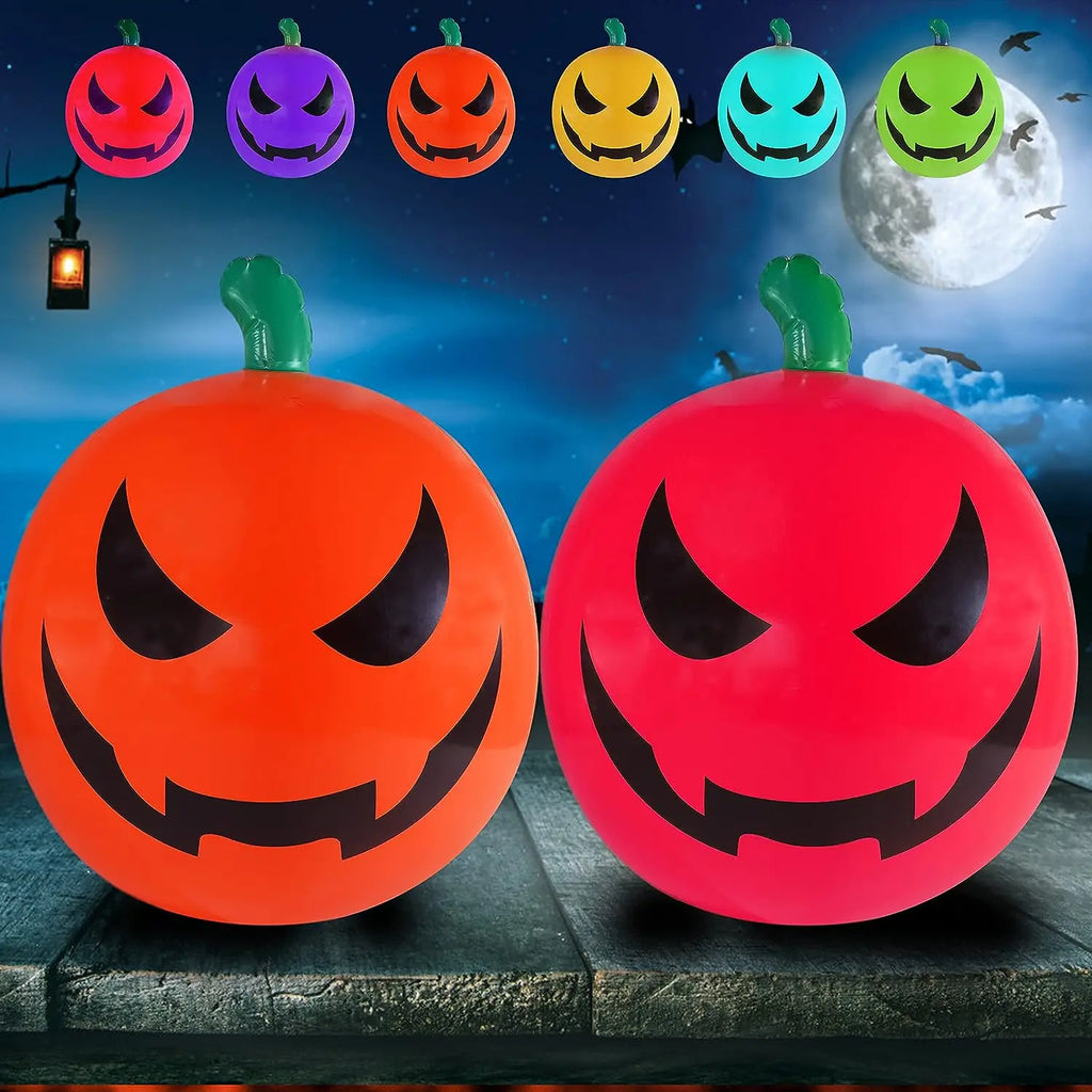 16-24 inch LED remote-controlled light-up inflatable pumpkin balls for Halloween outdoor courtyard party decoration props Qme Pumpkin ball 60CM