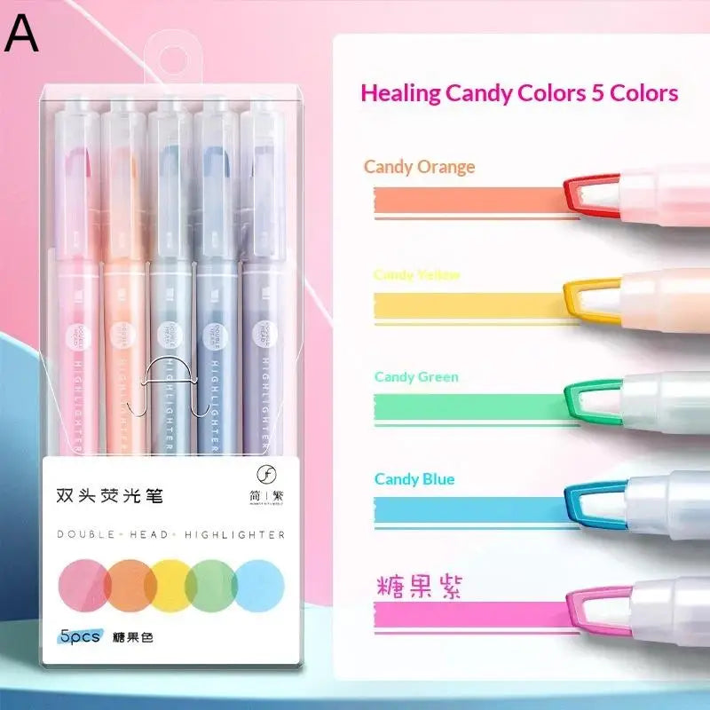 Clear View Highlighter Pens Double Head Soft Light Colors Visible Tip Qme A