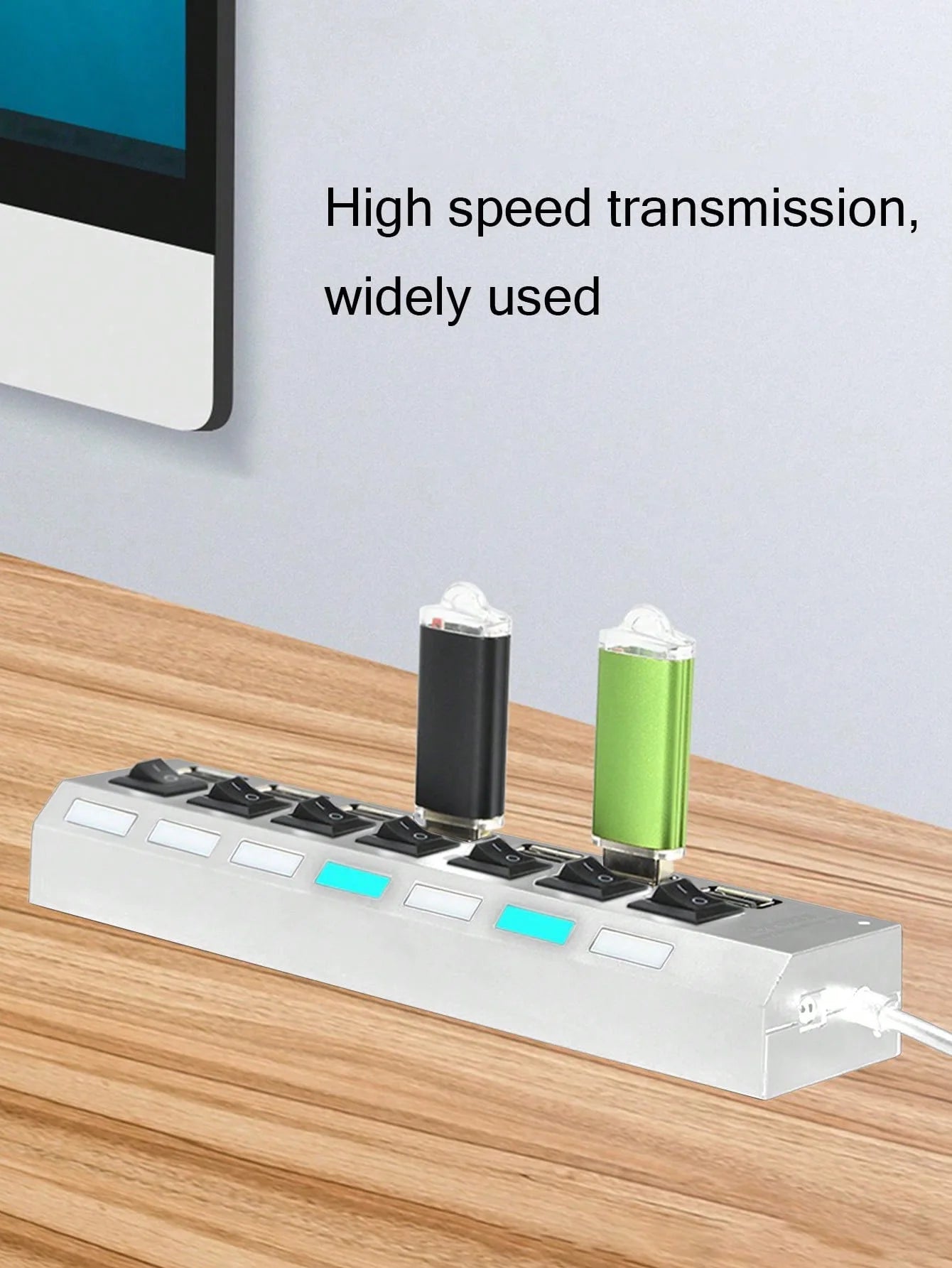 1 Abs Material 7-Port Independent Switch USB Hub Compatible Computers Qme
