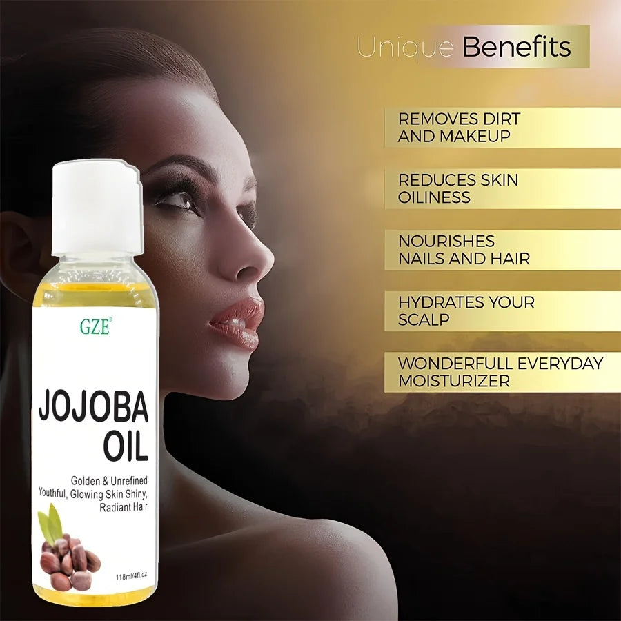 GZE Organic Jojoba Oil, Pure Moisturizing Oil For Face, Hair, Skin & Nails | Natural Cold Pressed Hexane Free Carrier Oil Qme