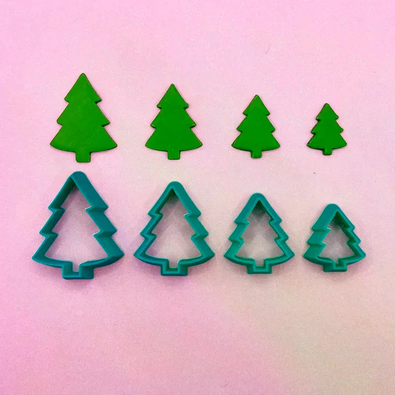 Christmas Tree Wreath Polymer Clay Cutters Earrings Necklaces Pendant Soft Clay Mold DIY Hand Tool Jewelry Cutting Die Molds Qme