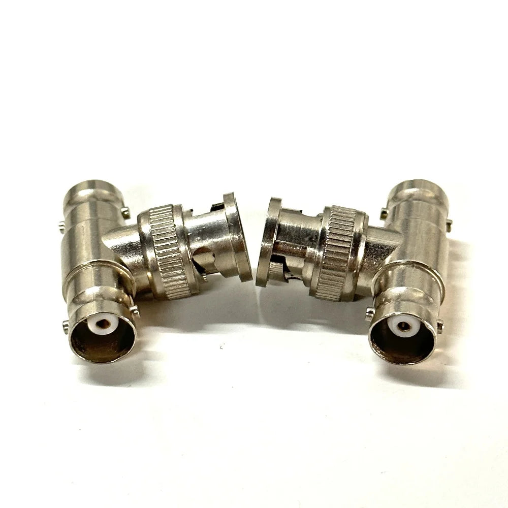 50pcs BNC Connector BNC 1 Male To 2 female adapter video cable adapter T-shaped connector Qme