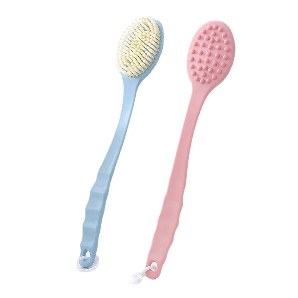 Long Handle Bath Brush Soft Body Scrub Skin Massager Shower Scrubber Qme