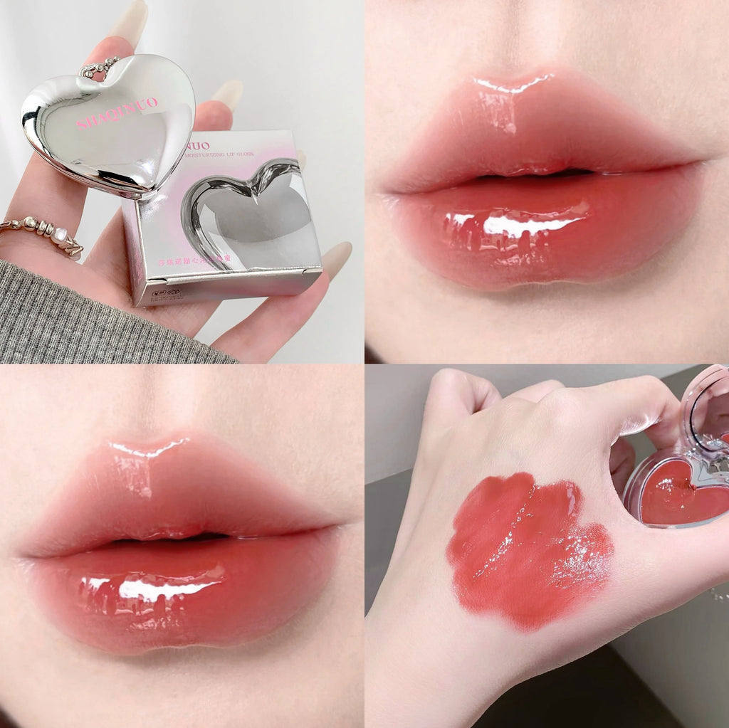 SHAQINUO Heart Shape Water Light Lip Llaze Mirror Pendant Lipstick Qme S9082-2