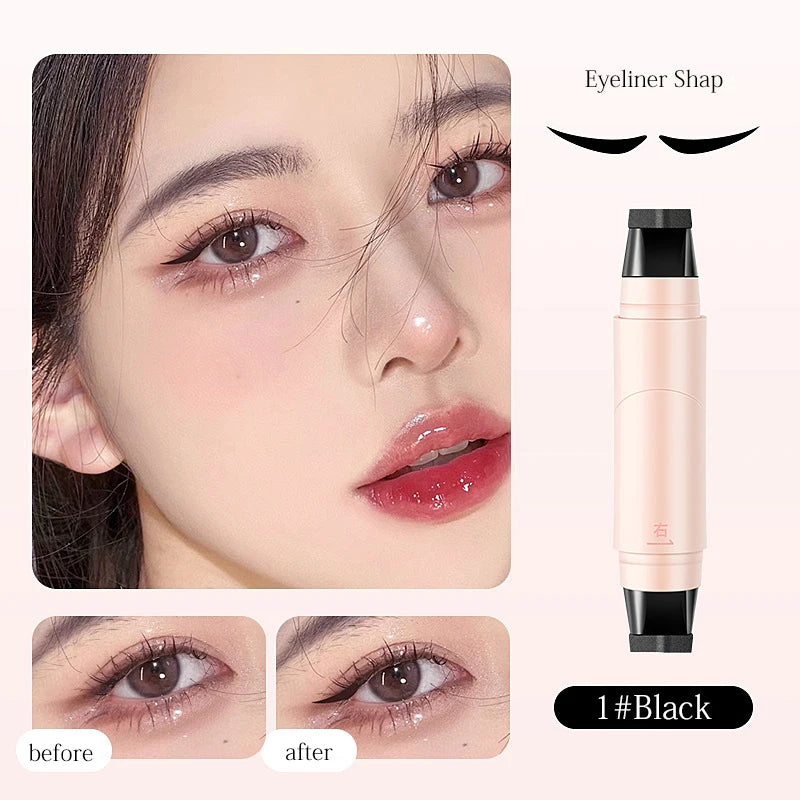 Rotating Eyeliner Stamp Pen Waterproof Sweat-resistant One-touch Qme 01Black