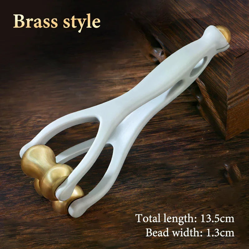 Finger Massage Dual-row Roller Brass Design Easy Use Relieve Fatigue Qme