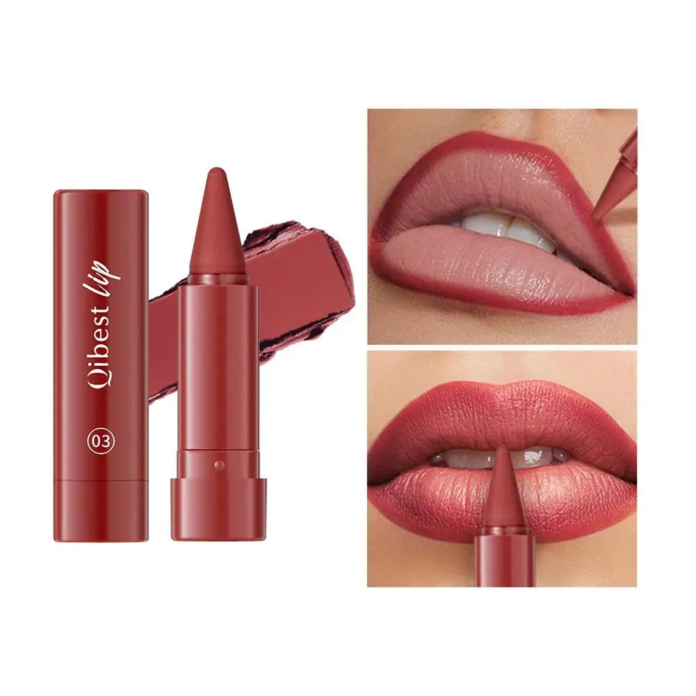 Twist Up Gradient Matte Lipstick Crayon Lip Liner Pencil Women Long Qme 03