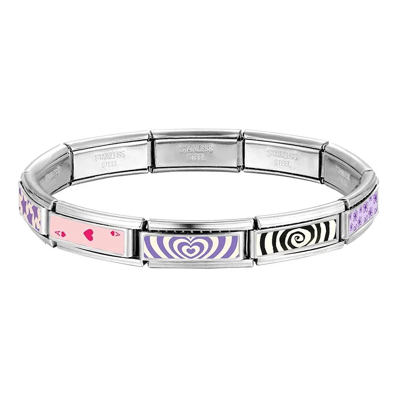 2026 New Women's Gift Black Eye Colorful Stars Heart Italian Charms Links Beads Fit 9mm Stainless Steel Modular Bracelet Jewelry Qme