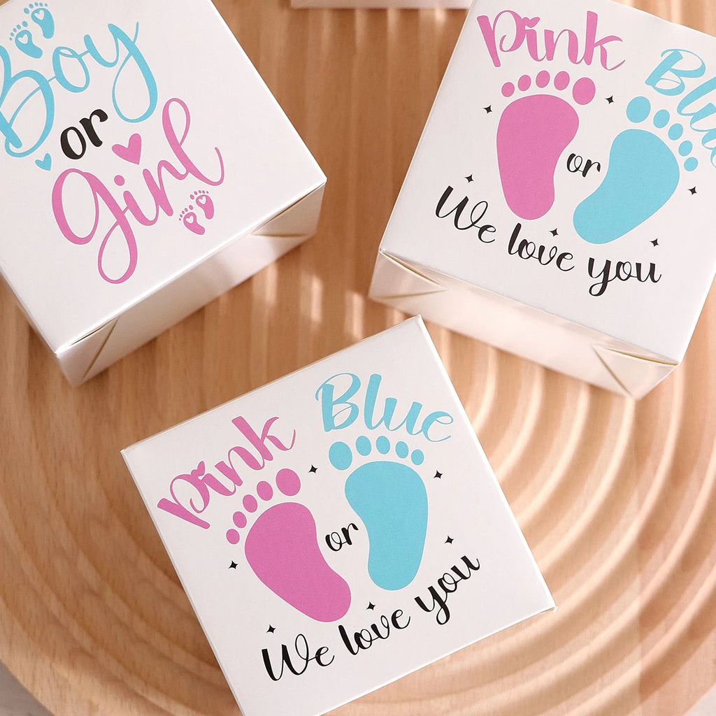 5 Pack, Gender Reveal Party Decorations Blue Feet g Irl Candy Boxes, B Oy or g Irl Gender Reveal Party Favor Boxes, Small Busine Qme