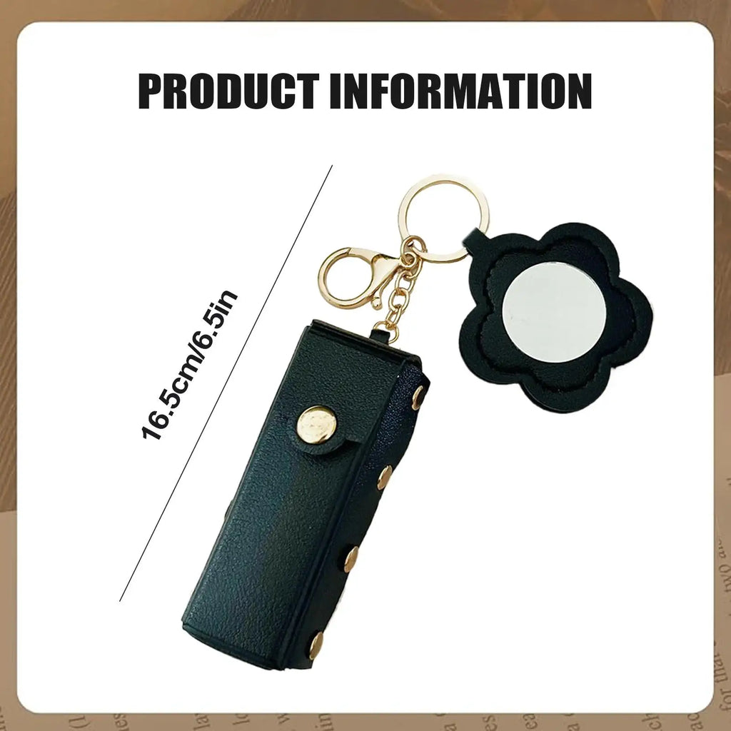 Lipstick Holder Keychain PU Leather Lipstick Case for Purse Fashion Makeup Storage Organizer for Women Girls Cosmetic Wallet Qme