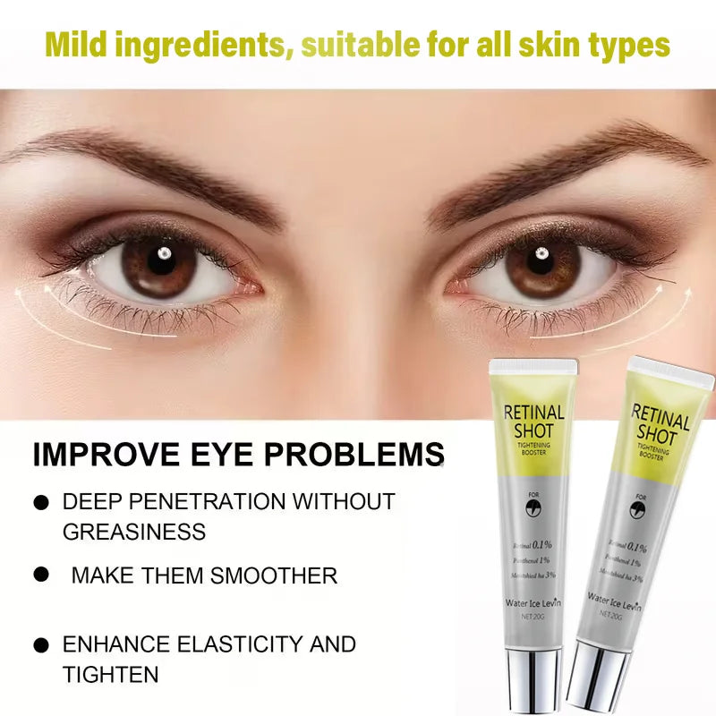 Retinal Shot Tightening Booster Eye Serum with 0.1% Retinal & 3% HA for Firming, Moisturizing & Smoothing Skin. Qme