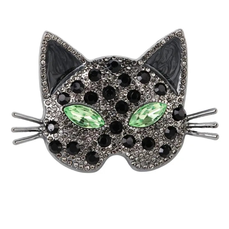 Sparkling Cat Head Brooches For Women Unisex 4-color Luxury Lovely Kitty Pets Animal Office Party Brooch Pins Gifts Qme D