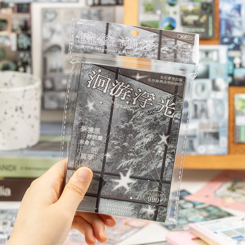 30 Sheets Cute Flash Decorative Cut Film Y2K Sticker Book Sticker Journal Handbook Scrapbooking Decoration Aesthetic Stickers Qme