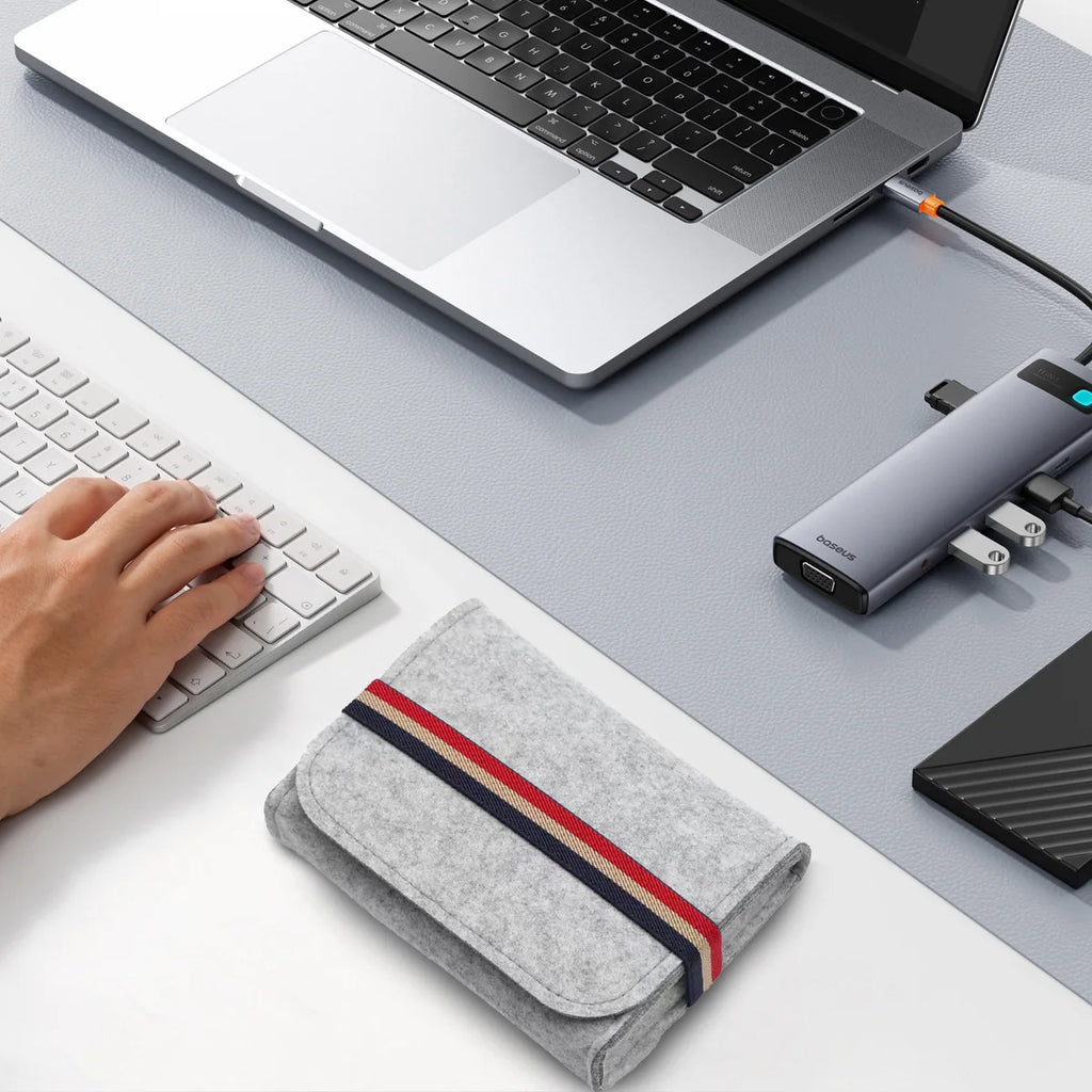 USB Data Cable Mouse Pouch Mini Felt Travel Multifunction Organizer Bag Key Coin Package Chargers Storage Bags Qme