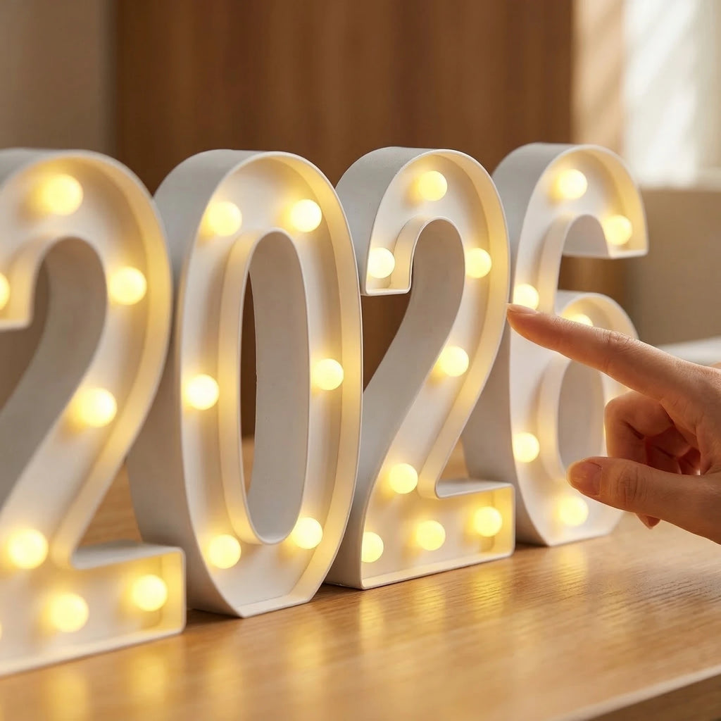 2026 Graduate 22cm LED Luminated Digital Letter Signboard Desktop Ornament Party New Year DIY Light Scene Decorative Props Qme