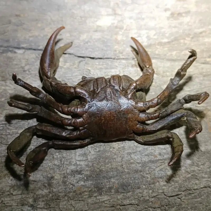 1Pcs Miniature Tea Pet Ornament Vintage Crab Simulation Animal Model Statue Figurine Antique Metal Crafts Desk Decoration Qme
