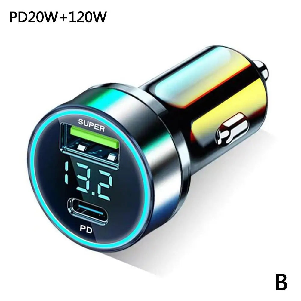 2 Ports Car Charger PD Fast Charging Multi Port Cigarette Lighter Qme B