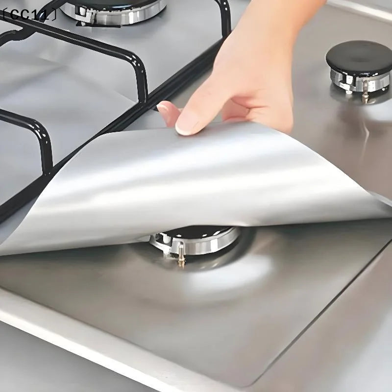 Square Foil Stove Protector Reusable Gas Hob Liner Easy Clean Pad Qme