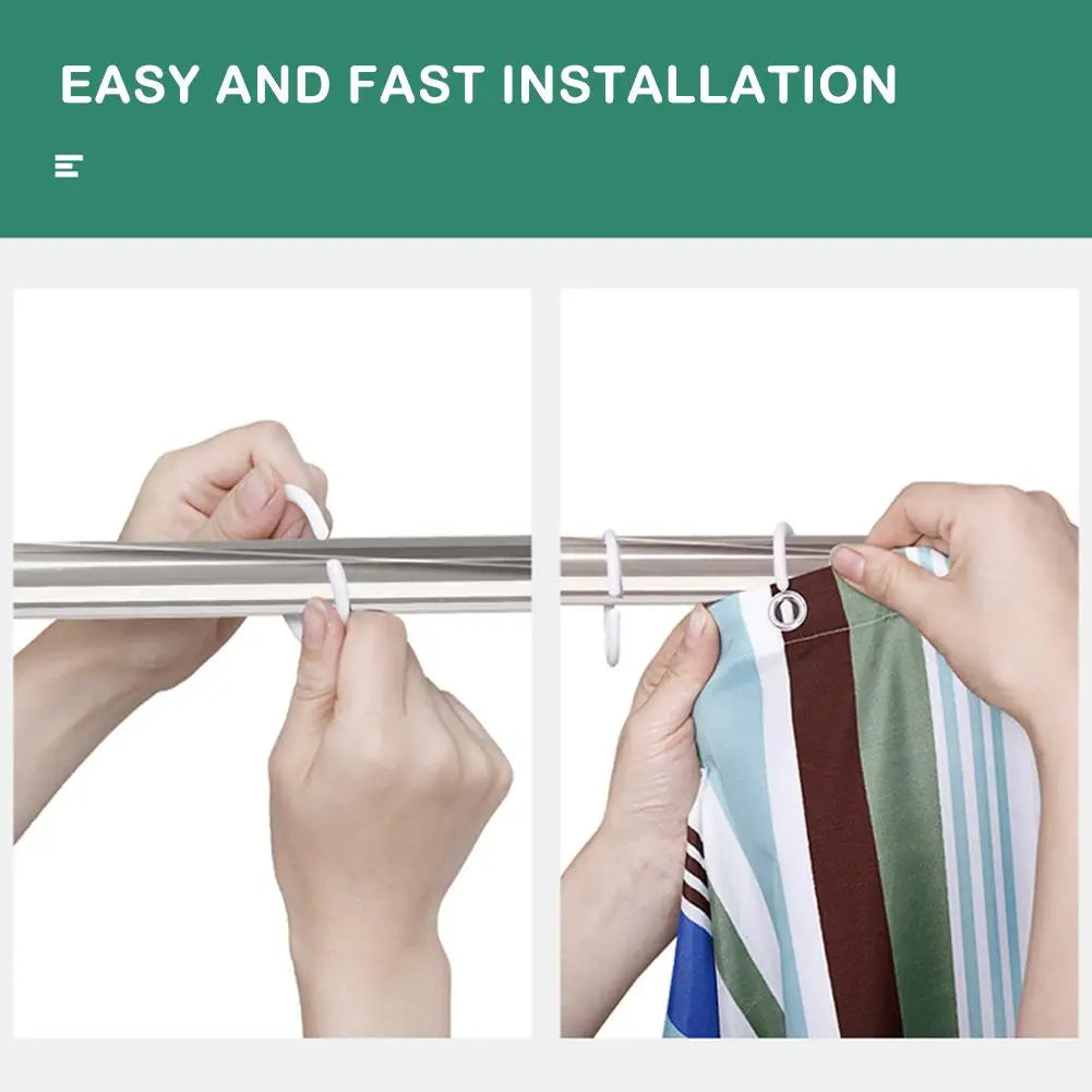 NEW 12PCS Plastic C Type Shower Curtain Hook Hanger Bath Drape Loop Clip Glide Convenient Replacement Bathroom Accessories Qme