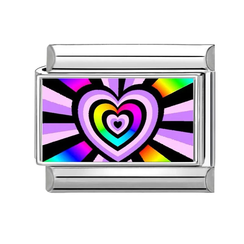 2026 Women Romantic Heart Shiny CZ Pattern Italian Charm Links Fit