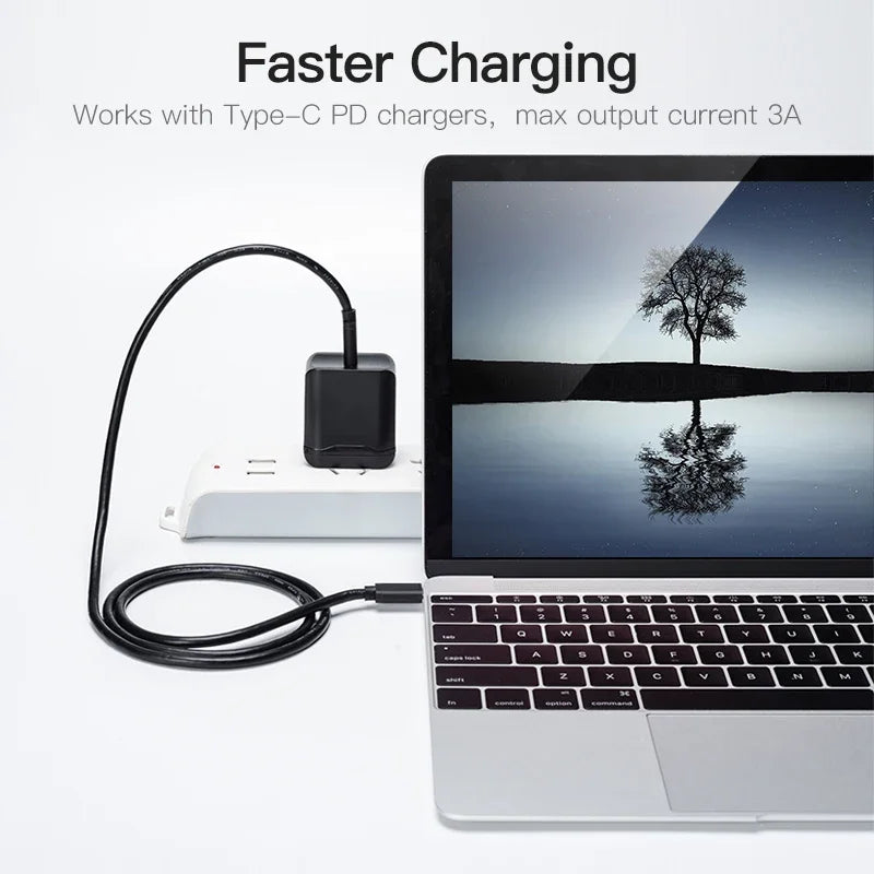 60W Type C to Type C Fast Charging Phone Data Cables USB -C Fast Charging Wire PD Quick Charge 3.0 0.3m/0.5/1m/1.5m/2m Data Cord Qme