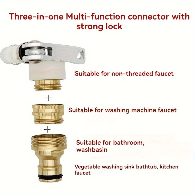 Universal Garden Hose Tap Adapter Sturdy Faucet Connector Water Pipe Fitting Tool Outdoor Watering System Easy Install Connect Qme