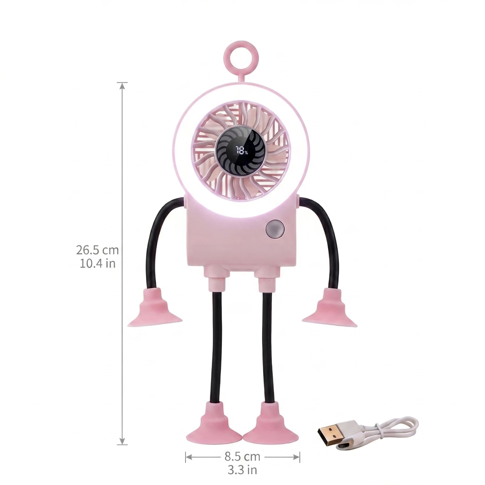 Mini Lovely Electric Fans Foldable Design Protable Outdoor and Office Fans with Suction Cup and Digital Display Summer Essential Qme