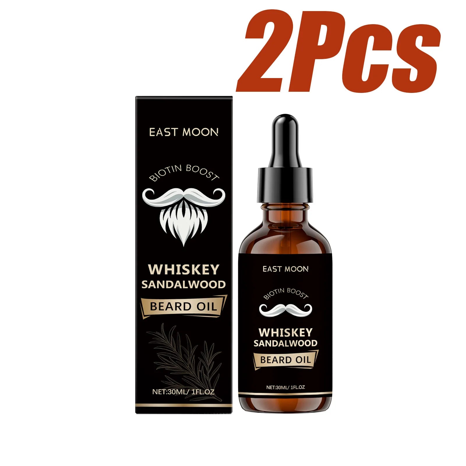 Rosemary Beard Care Essential Oil for Men's Thick Soft Smooth Nutritious Beard Oil Beard CareSoftening Styling Non-Greasy Qme 2 x 30ml Boxed