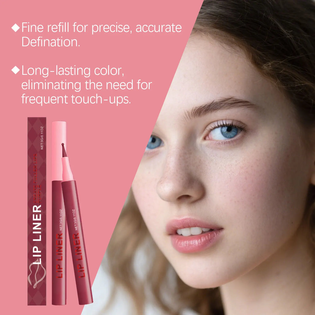 Waterproof Matte Lip Liner Pencil Long Lasting Smudge-Proof Highly Pigmented Lip Liner Moisturising Contouring Makeup 6 Colors Qme