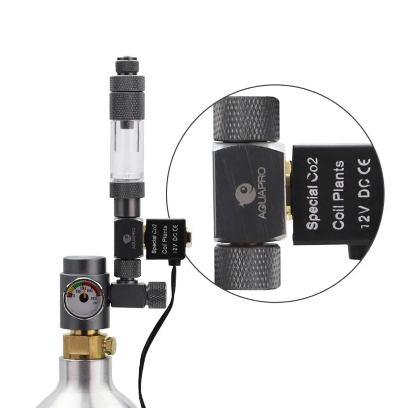AQUAPRO CO2 Solenoid Valve 12V Pressure Regulator Aquatic Plant Gauge Switch Aquarium Accessories Fish Tanks Cylinder Equipment Qme