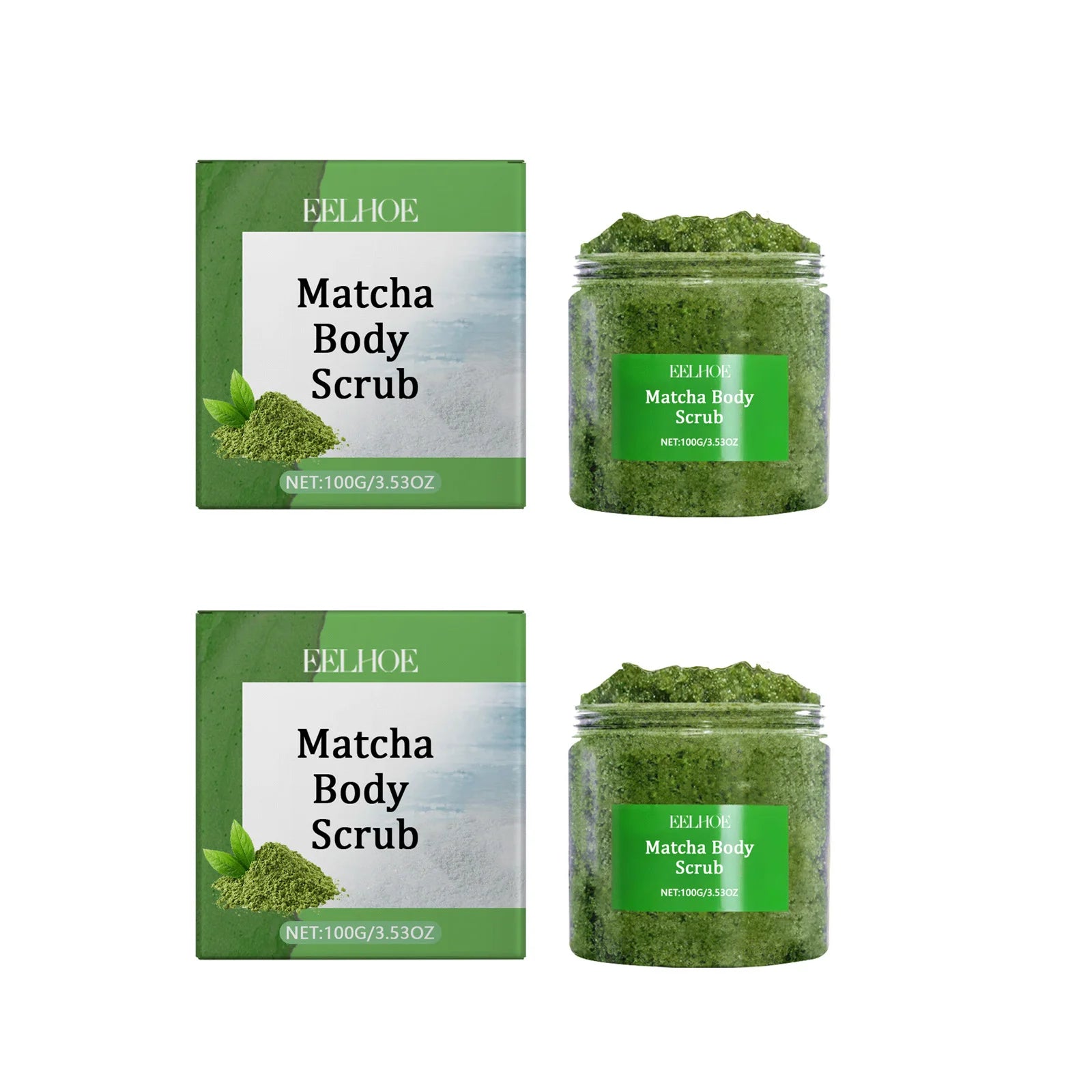 Matcha Sea Salt Body Scrub Exfoliating Remove Dead Skin Improve Dry Rough Deep Cleansing Smoothing Brightening Moisturizing Scru Qme 2 x 100g Boxed