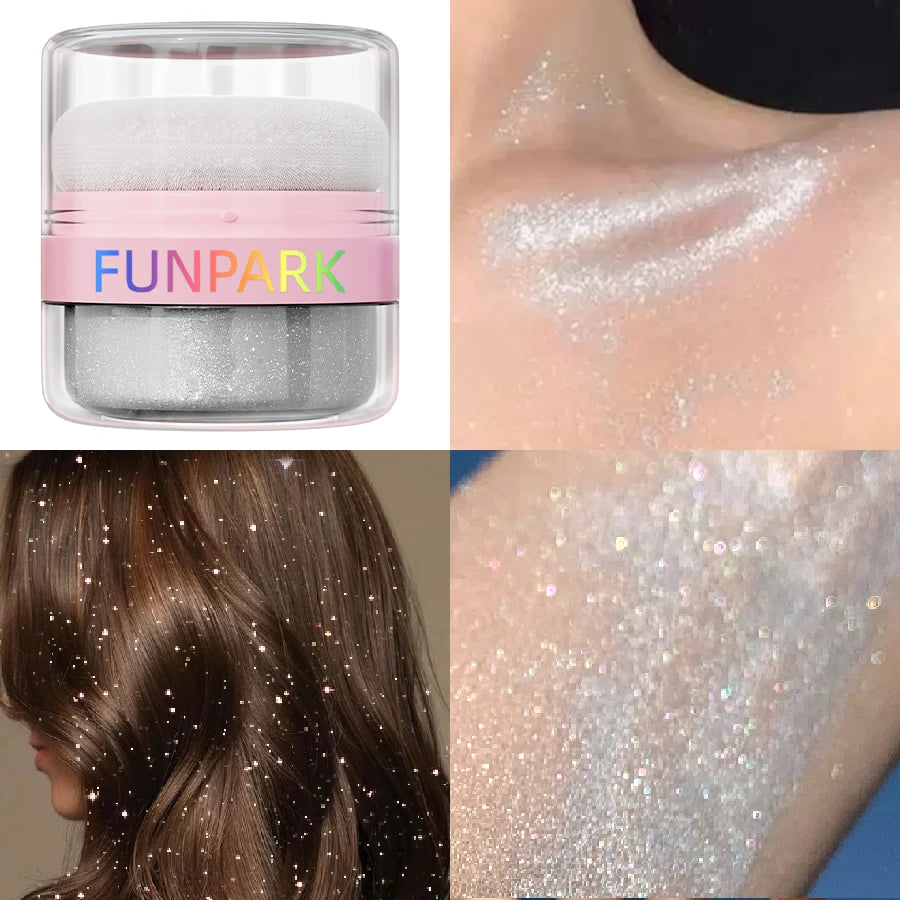 Highlighter Powder Brightens Face Puff Highlight Shadow Body White Qme