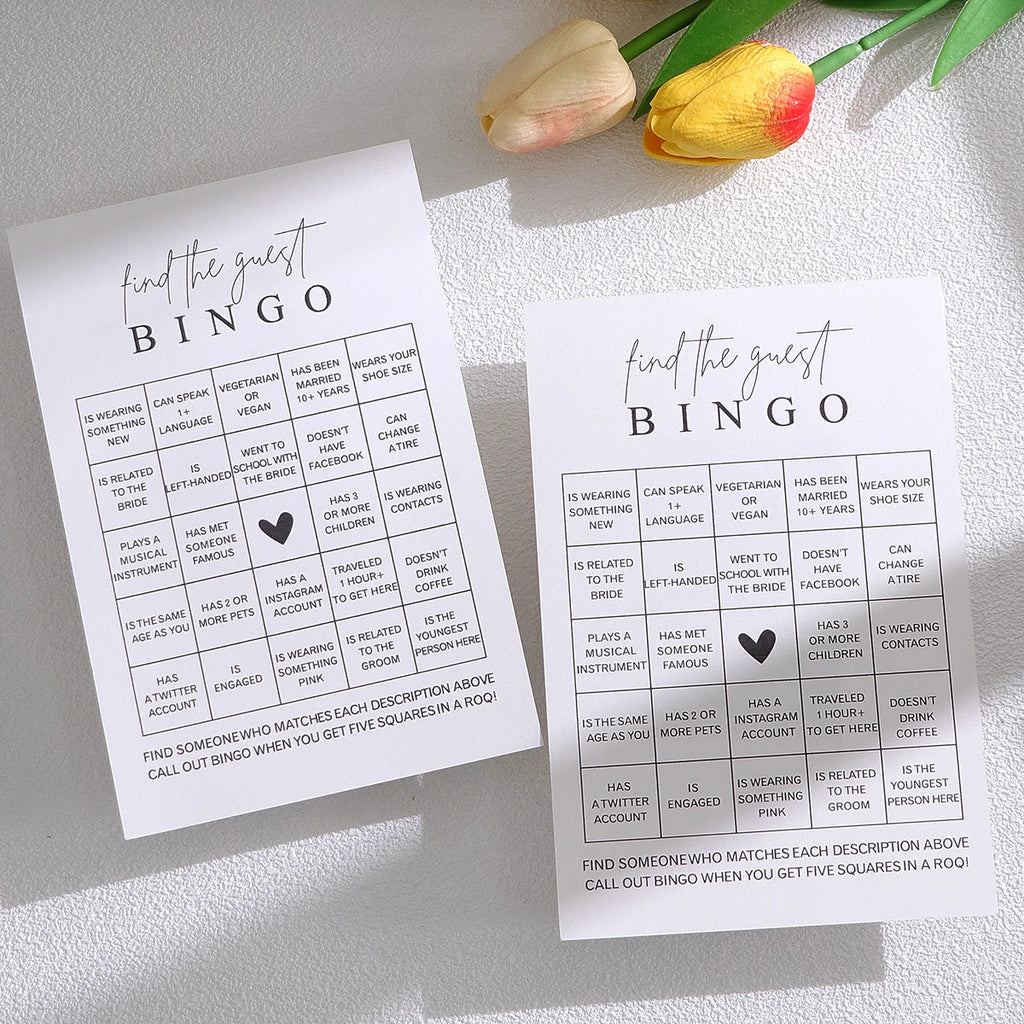 10/20 Piece Find Your Guest Bingo Game (10 Cards) Fun Bridal Shower Game Activity, Bridal Shower, Wedding Decorations, Rehear Qme