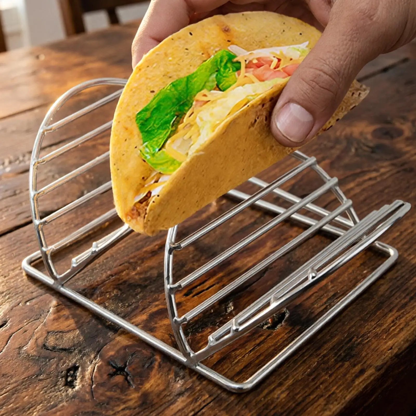 Taco Holder Stainless Steel Kitchen Supplies Metal Tortilla Rack for Entertainers Home Cooks Parents Parties Gatherings Holidays Qme
