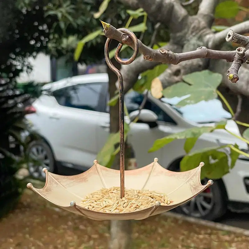 Heavy Duty Iron Hanging Bird Feeder Container Outdoor Large Tray Qme
