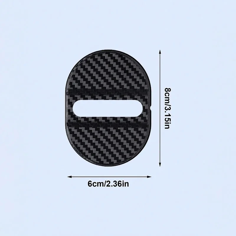4Pcs Carbon Fiber Door Lock Covers – Universal Shock-Absorbing, Noise-Reducing, Rainproof, Easy Peel & Stick Fit for Sedans/SUVs Qme