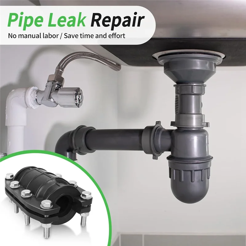 A02F-1Inch Pipe Repair Clamp,Emergency Pipe Repair Kit For Plastic & Metal Pipes (24Mm-26Mm) 2Pack Qme