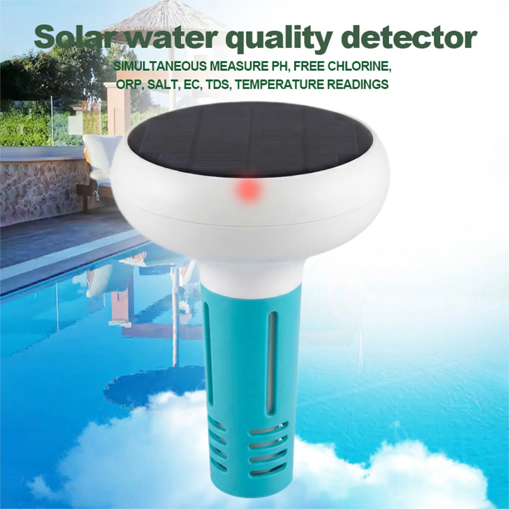 7-in-1 Digital Pool Water Tester Floating Wireless Water Quality Tester Temperature EC ORP for Pools Spas and Hydroponics Qme