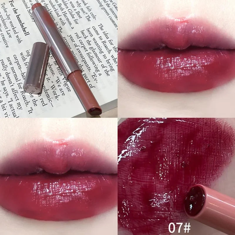 Strawberry Jelly Lipsticks Moisturizing Water Gloss Lip Stick Tint Mirror Clear Lip Gloss Non-Sticky Lips Makeup Korean Cosmetic Qme 07