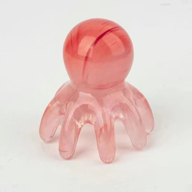 Resin Octopus Massage Comb Head Meridian Scraping Scalp Brush Qme Pink